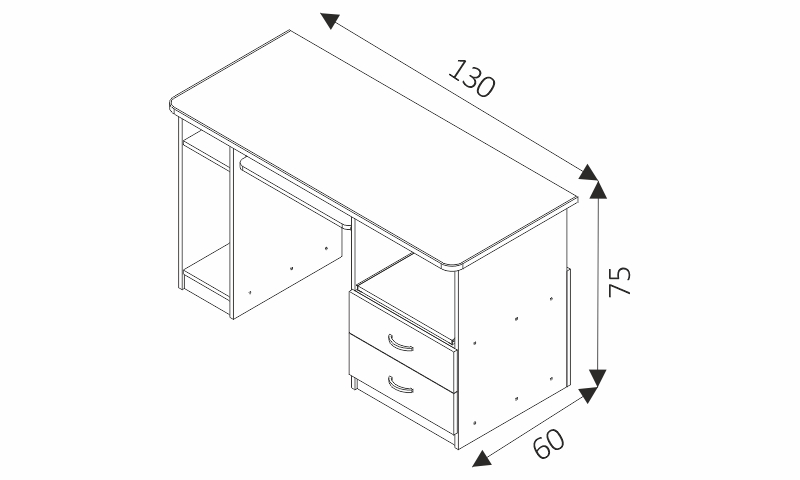 Psací stůl - MAX se šuplíky rozměry